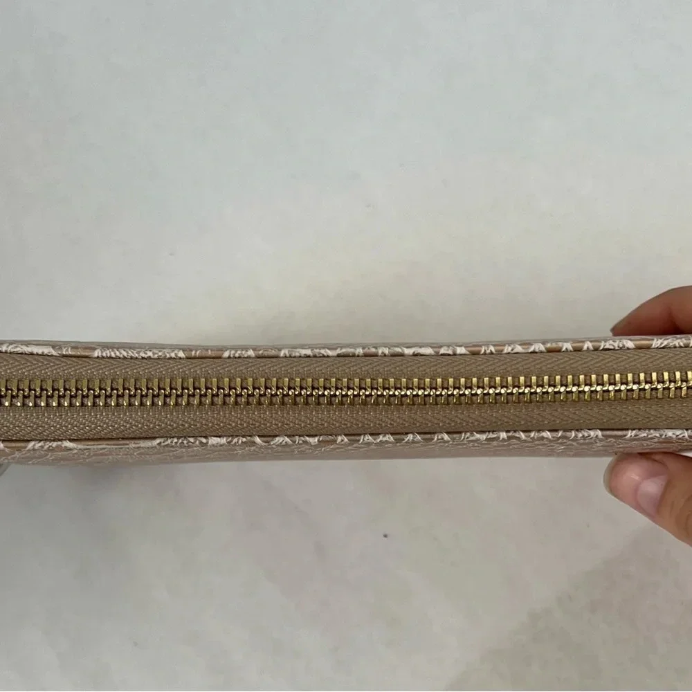 NWT - Charming Charlie Snake Skin Zip Around Wallet Gold Shimmering Clutch Bag